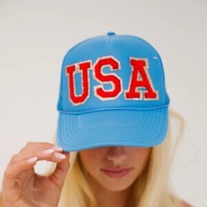 MISS USA BLUE TRUCKER HAT by Judith March